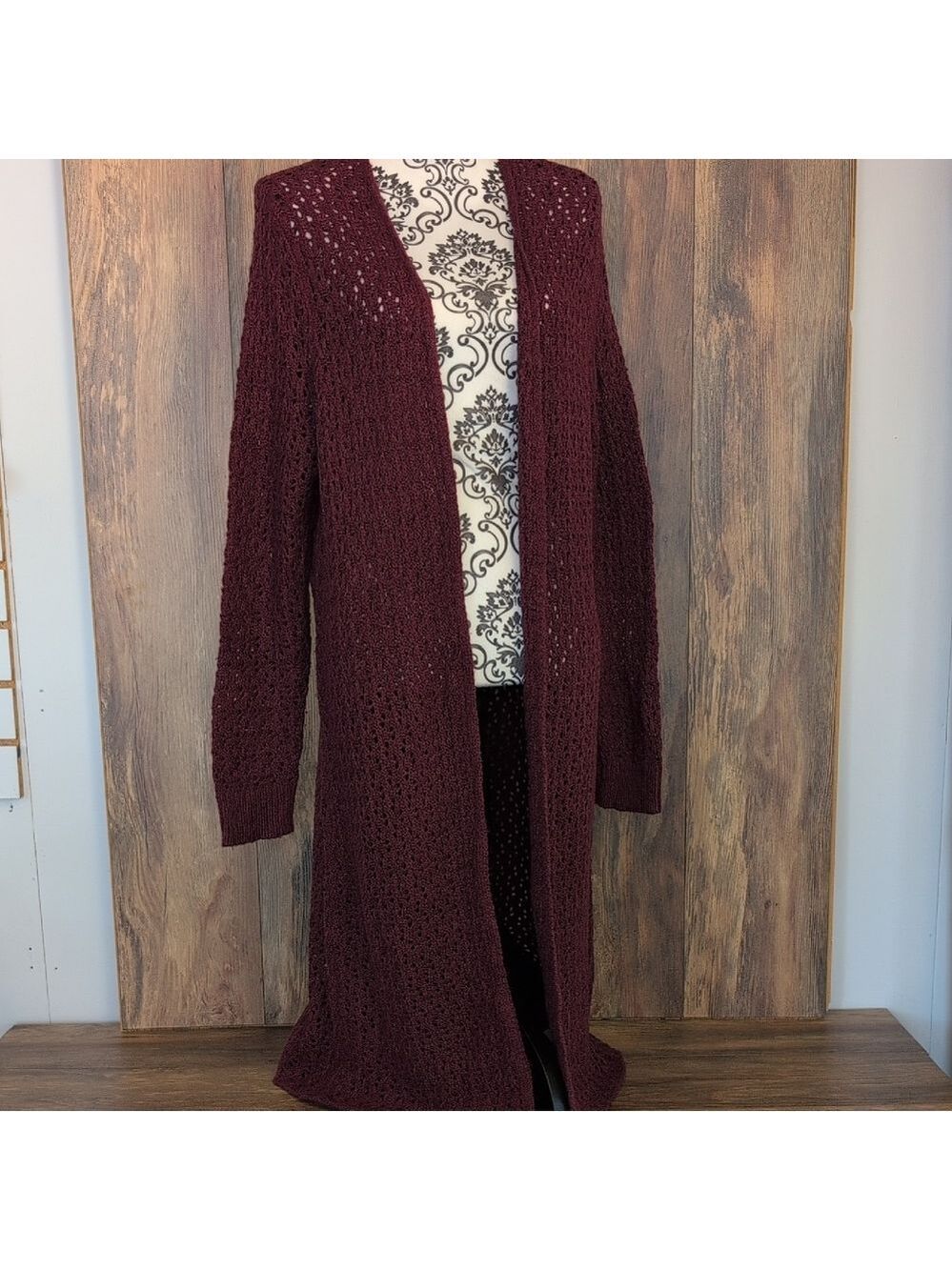 Bob Timberlake Burgundy Open Knit Women's Cardigan Sweater XXL             C267